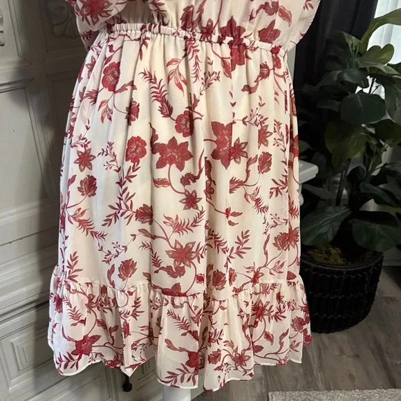 Rebecca Minkoff Floral Ruffle Dress in Red and White Size Large - Picture 5 of 16